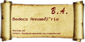 Bedecs Annamária névjegykártya